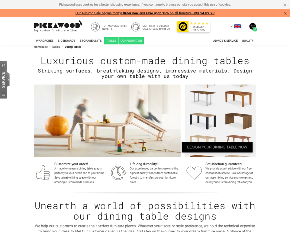 Custom Dining Tables From Pickawood Online Configurator