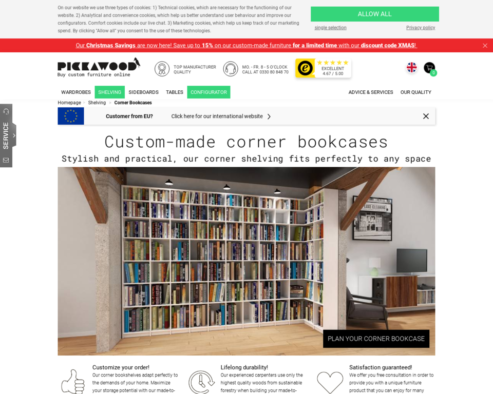 Custom Corner Bookcases Perfect Corner Bookshelf From Pickawood
